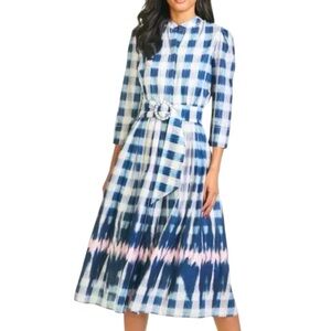 Sachin + Babi Blue and White Midi Dress